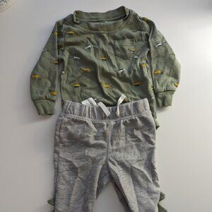 Carter's dino pants and onesie set